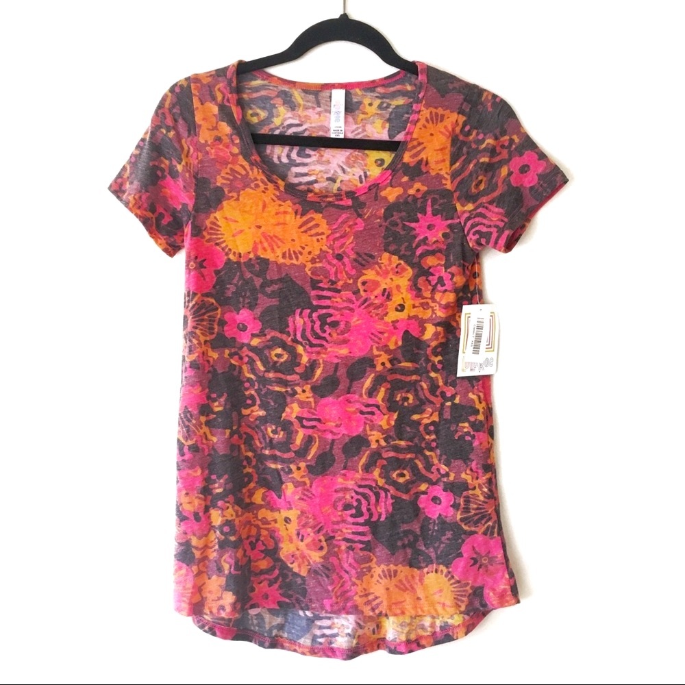 NWT LuLaRoe Floral Pink + Orange Classic T